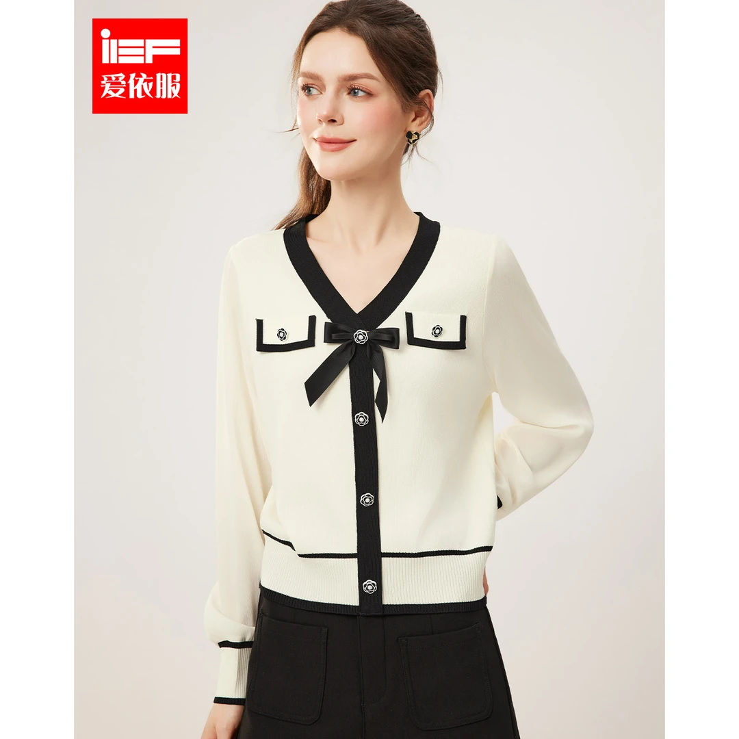 IEF/爱依服2025春季新款法式成熟名媛小香风气质通勤百搭毛织上衣