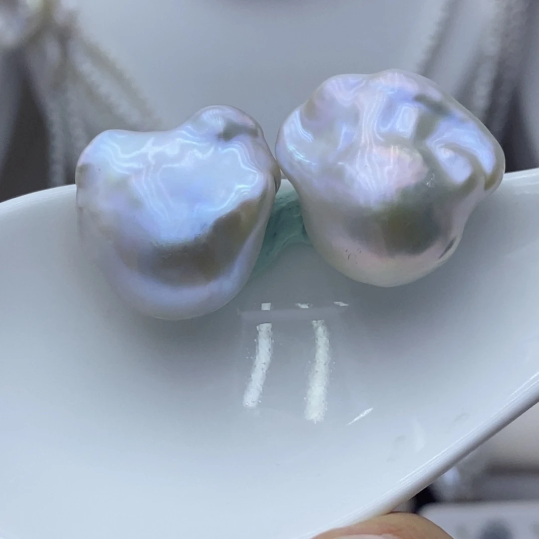 淡水珍珠银S925镶嵌耳饰