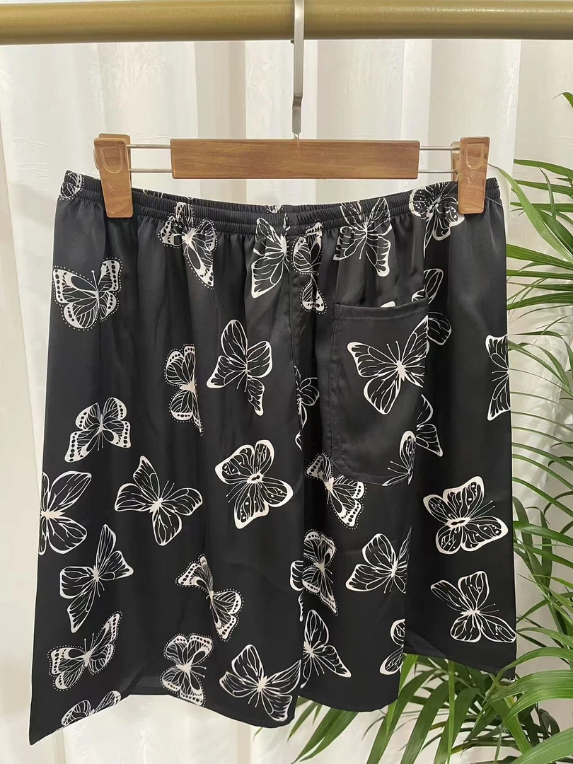 真丝短裤 花色百搭 男女同款夏季休闲印花打底外穿沙滩裤 家居裤