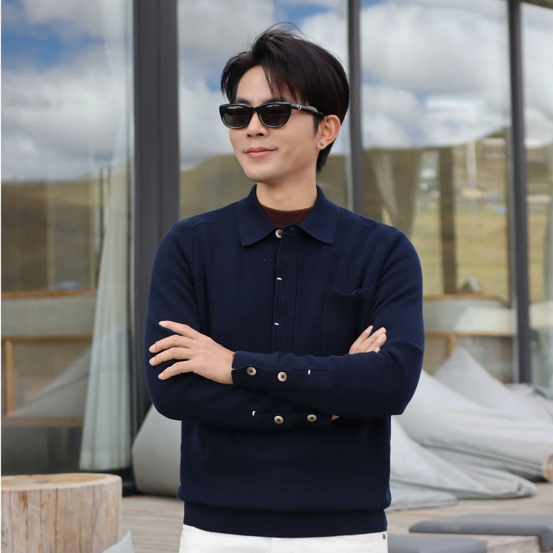 Run Solara  zegna杰尼 天丝莱赛尔 翻领针织polo衫 早秋老钱毛衣