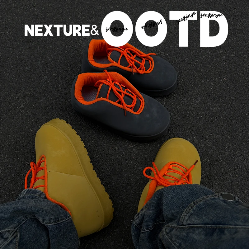 NEXTURE 新款保暖高帮面包鞋男厚底增高冬季大头鞋街头小众板鞋潮