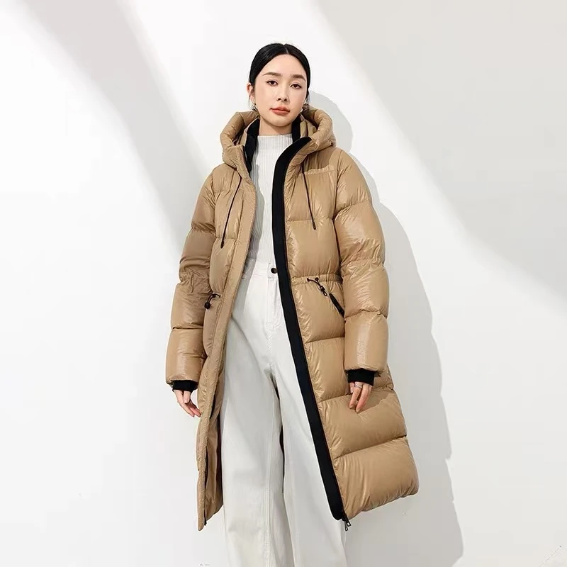 新款羽绒服女2025年中长款收腰显瘦连帽加厚外套抗寒保暖时尚女款