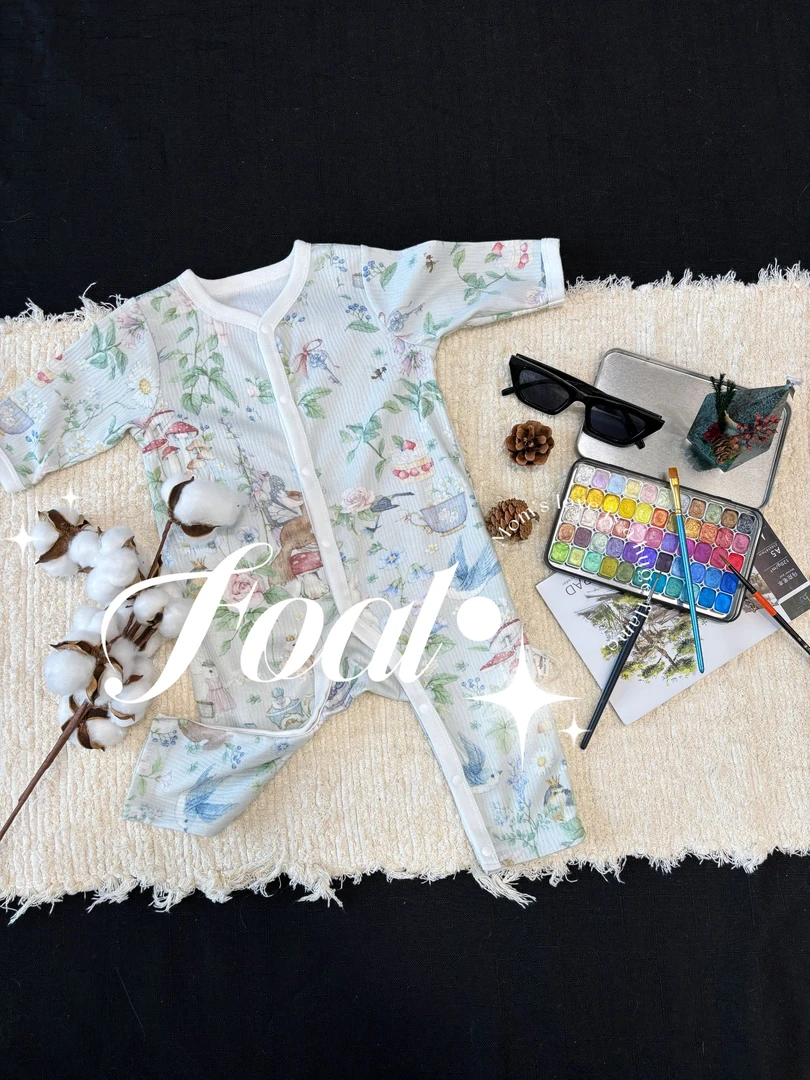 Foal【绿野仙踪】宝宝薄棉单排扣春秋洋气长袖连体爬服舒适外出穿搭