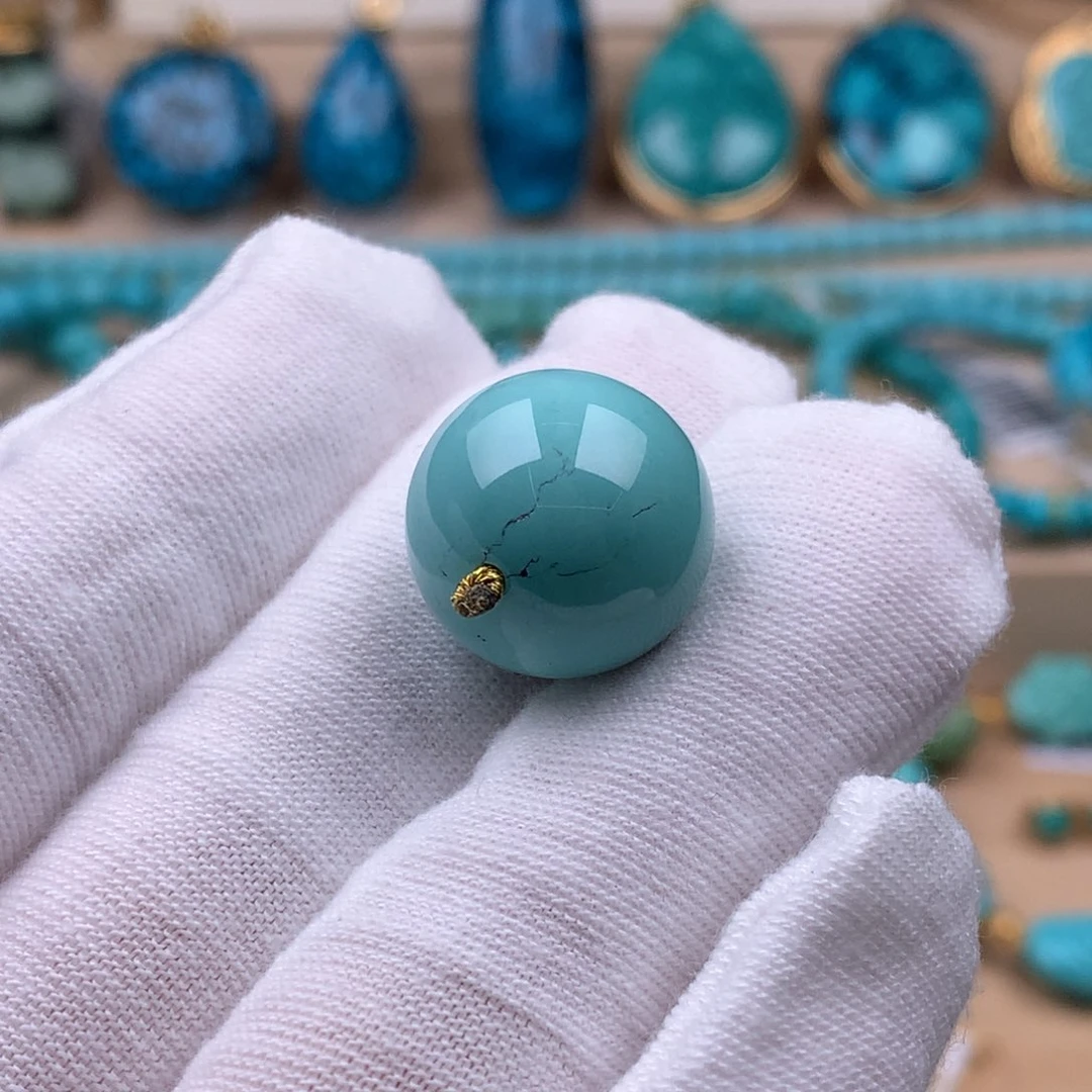 绿松石未镶嵌珠宝奇石直径17.1mm