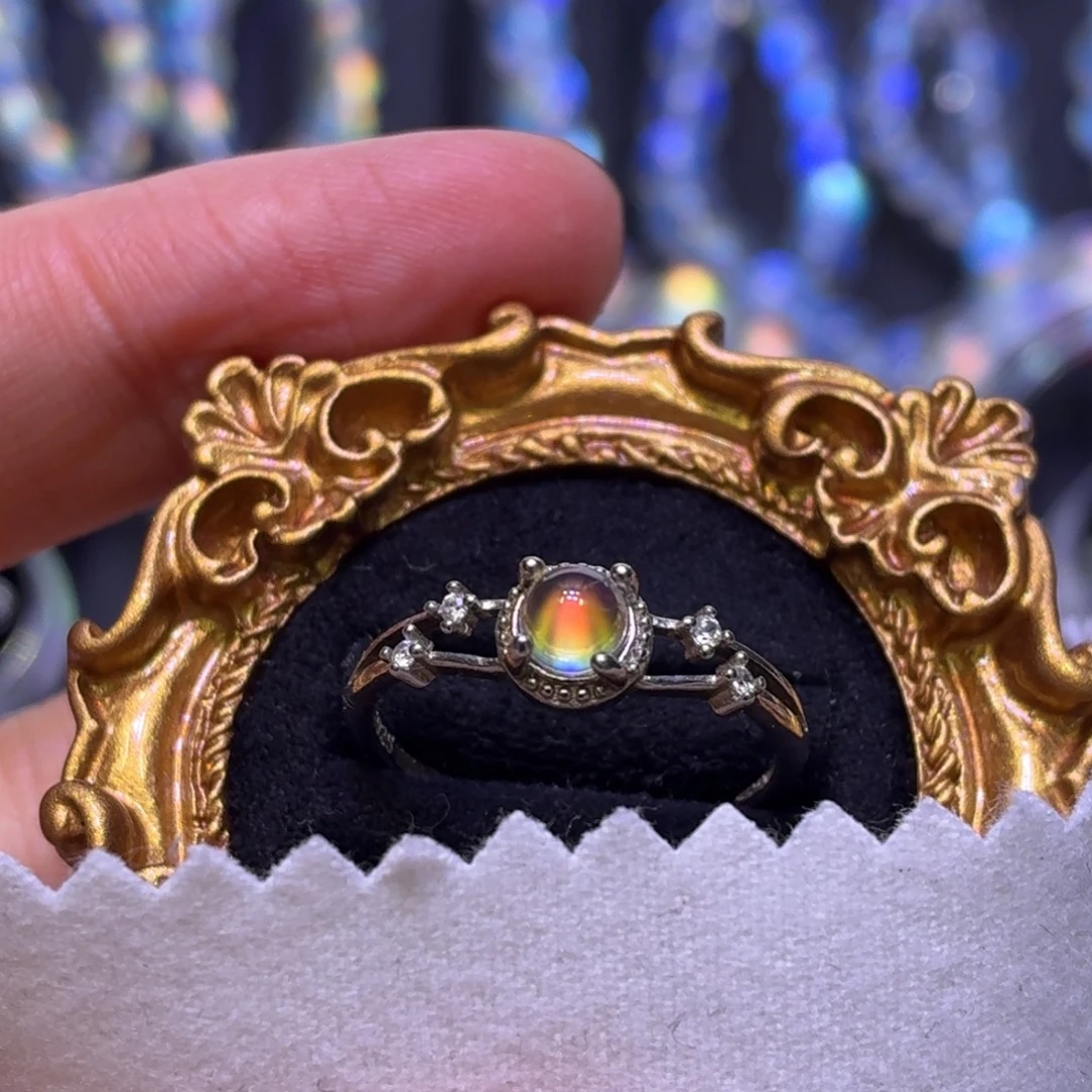 戒指银S925镶嵌月光石马岛戒指