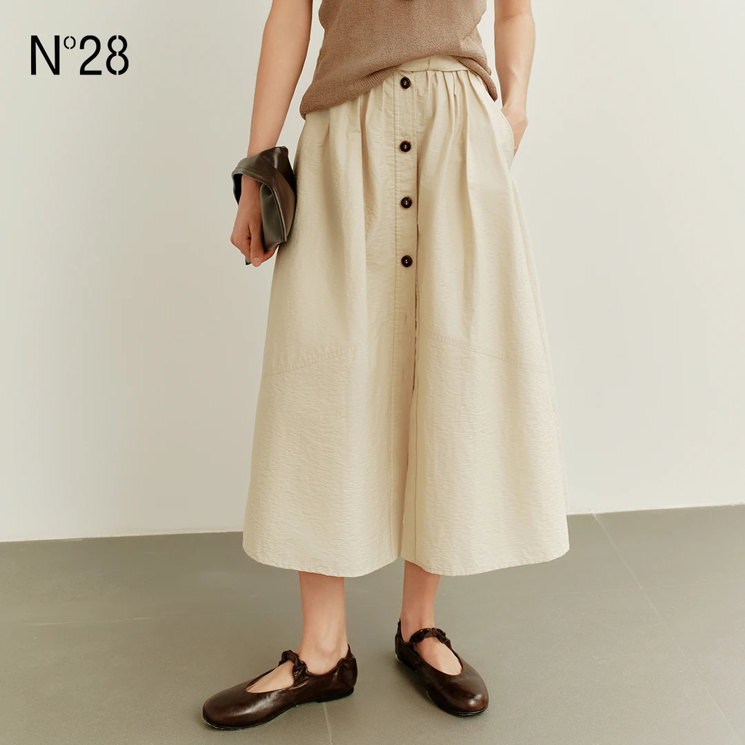 【娜娜】N°28法式设计感系带半身裙女夏季纽扣中长款轻薄885251Q578