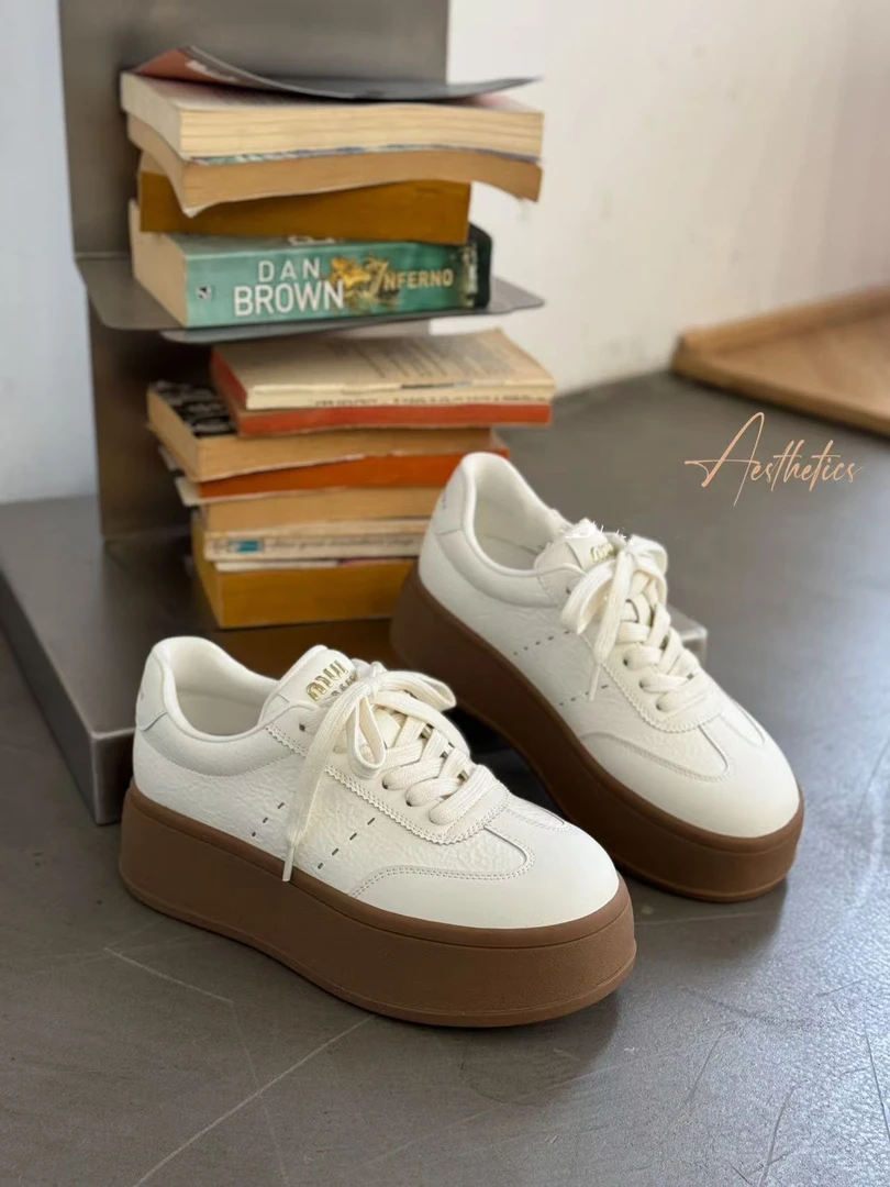 【婷婷推荐】 B6538-377 冬季厚底系带厚底小白鞋松糕德训休闲