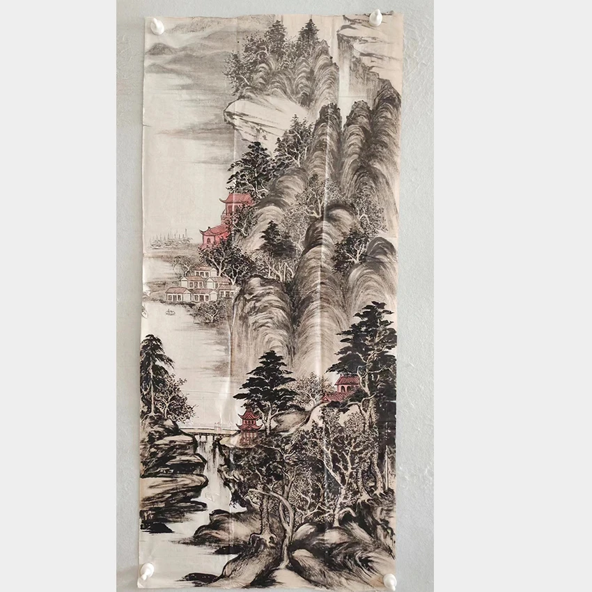 2046  纯手绘花老字画《无题》中堂  尺寸  132×60