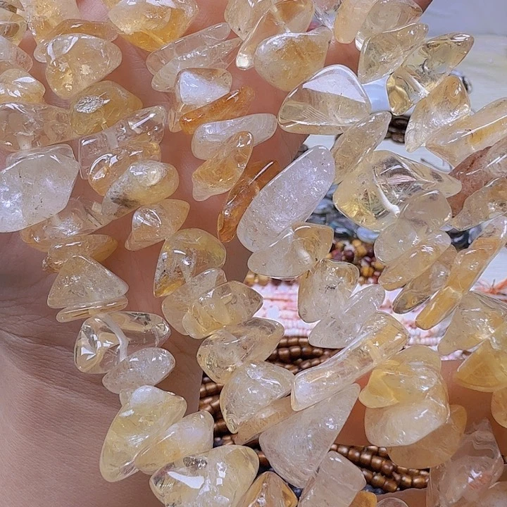 水晶珠宝半成品未镶嵌卡15×20巴西黄水大颗粒一条