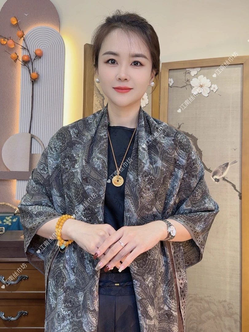 【罗马假日】烧花-140方巾优雅披肩 新款提花围巾女士丝巾