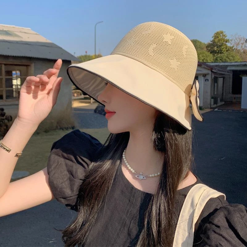 防晒帽子女款2025新款时尚洋气春夏户外渔夫帽显年轻遮阳编织草帽