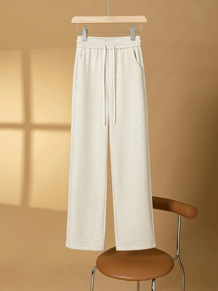 西西实拍k01加绒加厚直筒糯米裤遮肉显瘦