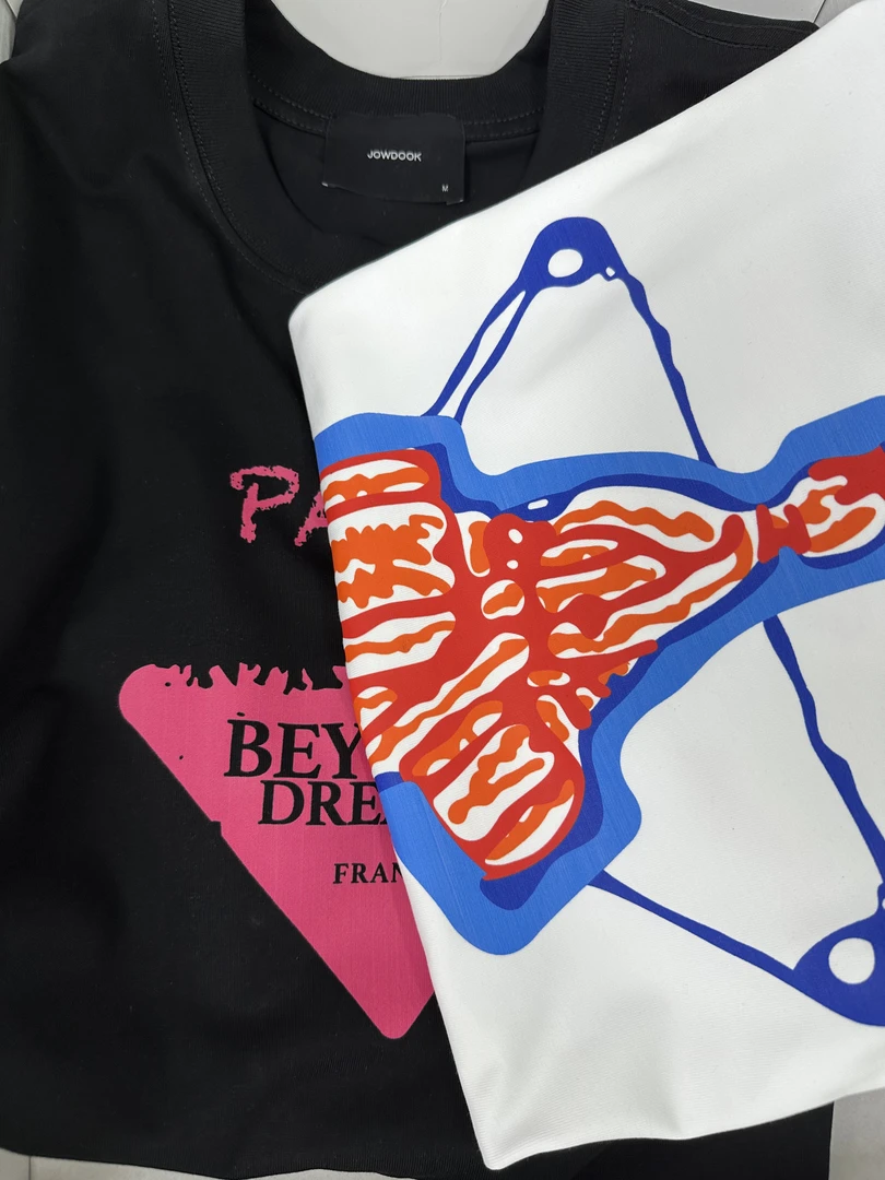 20号链接【彩三角】欧洲站圆领纯棉宽松潮牌情侣同款短袖T恤