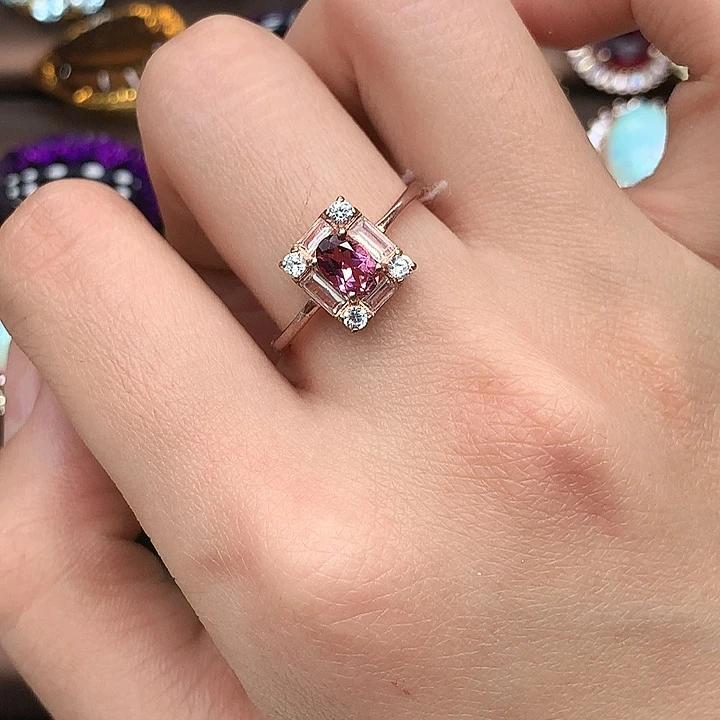 碧玺银S925镶嵌戒指