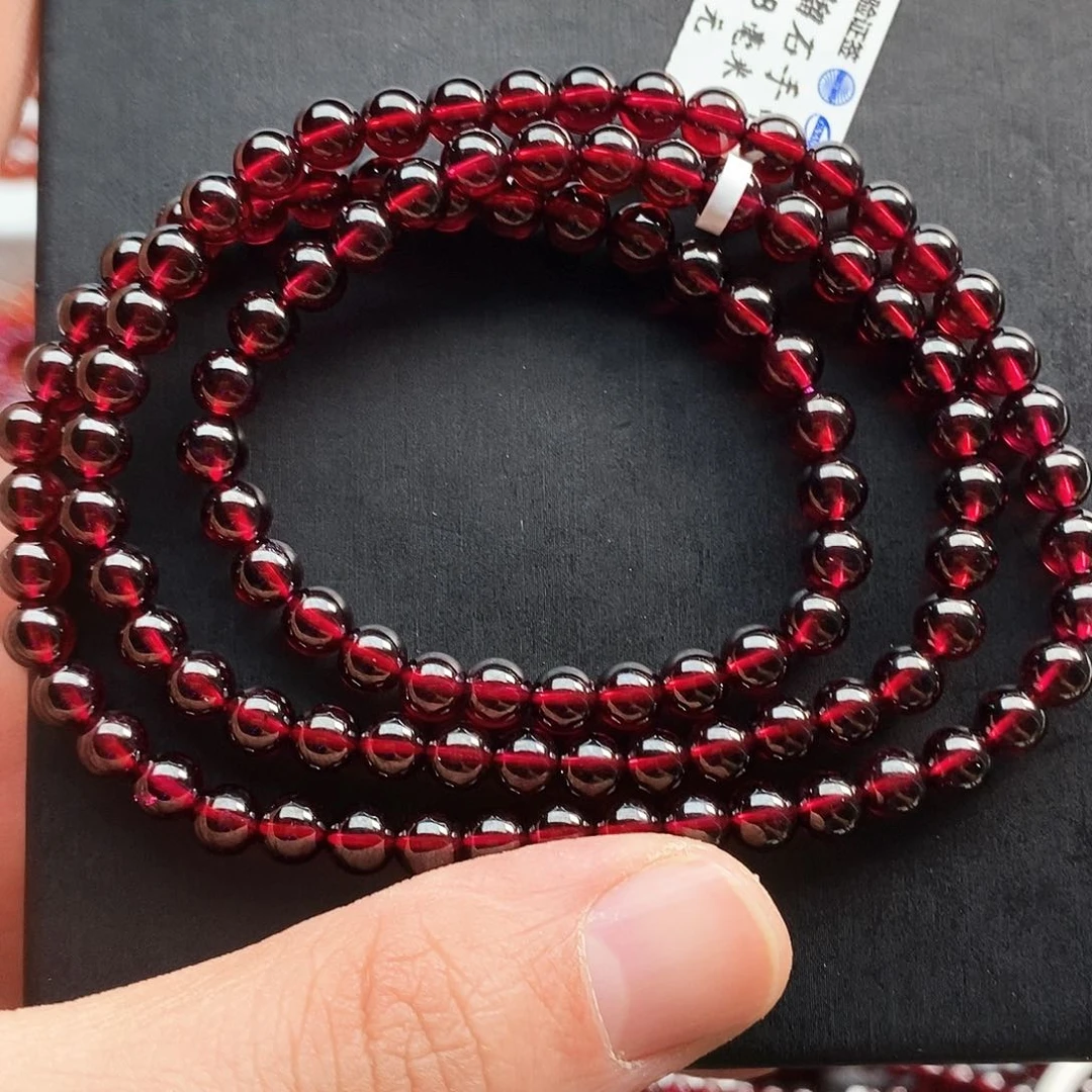 石榴石手链未镶嵌5.8mm老矿冰透体
