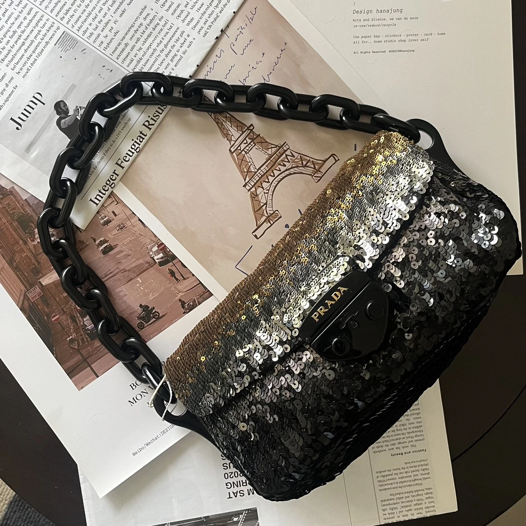 95新 Prada/普拉达 千禧一代-渐变亚克力闪片腋下 -15300217
