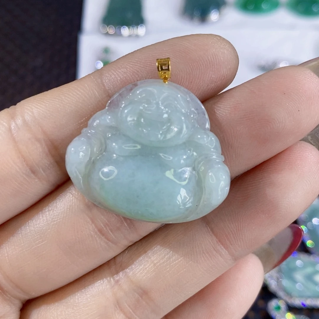 翡翠颈饰18K金镶嵌翡翠吊坠