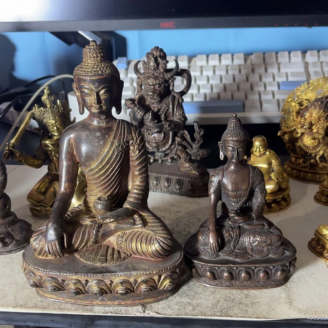 二*神释伽牟尼大小黄铜摆件