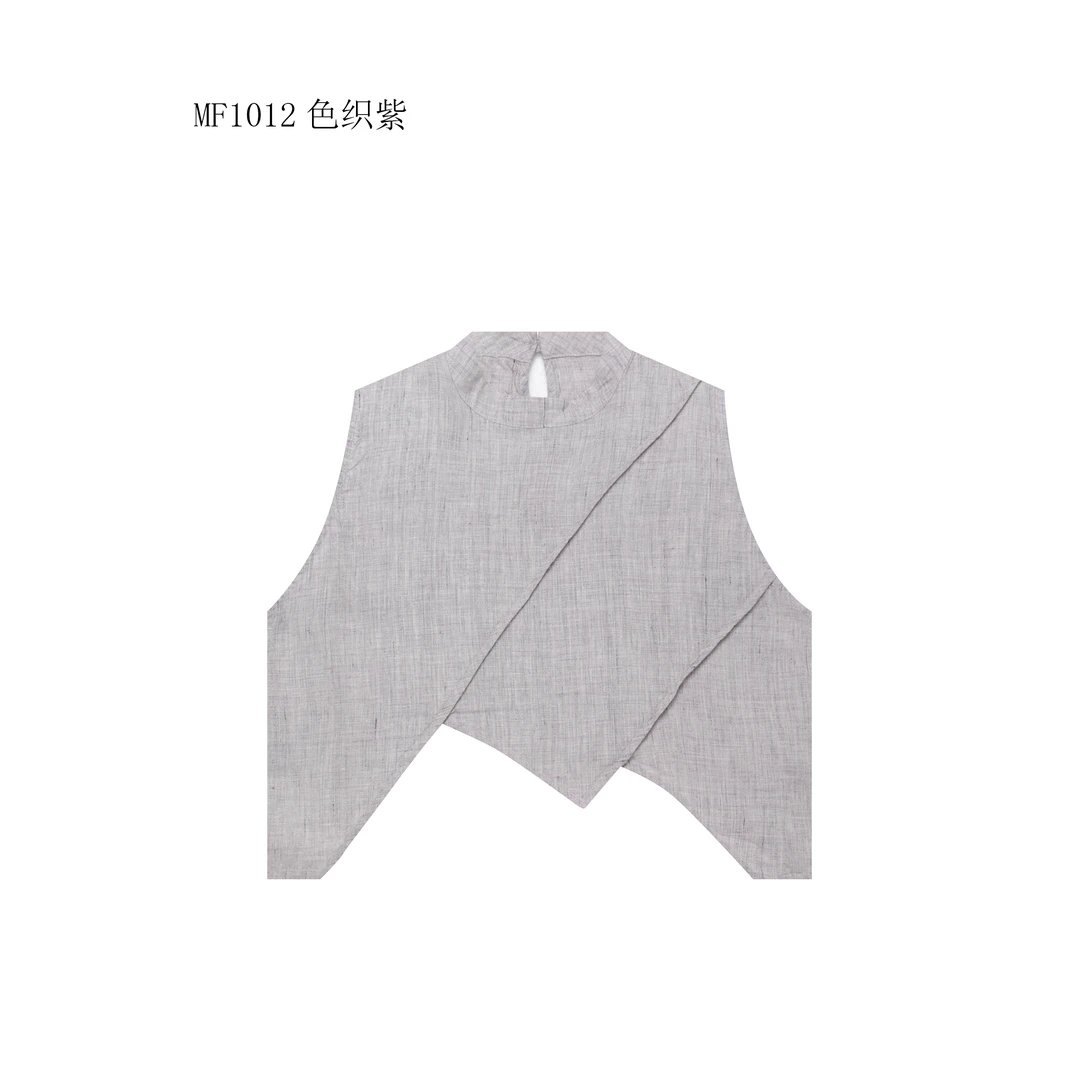 【麻訪家】MF1012色织紫文艺气质不规则百搭坎肩上衣