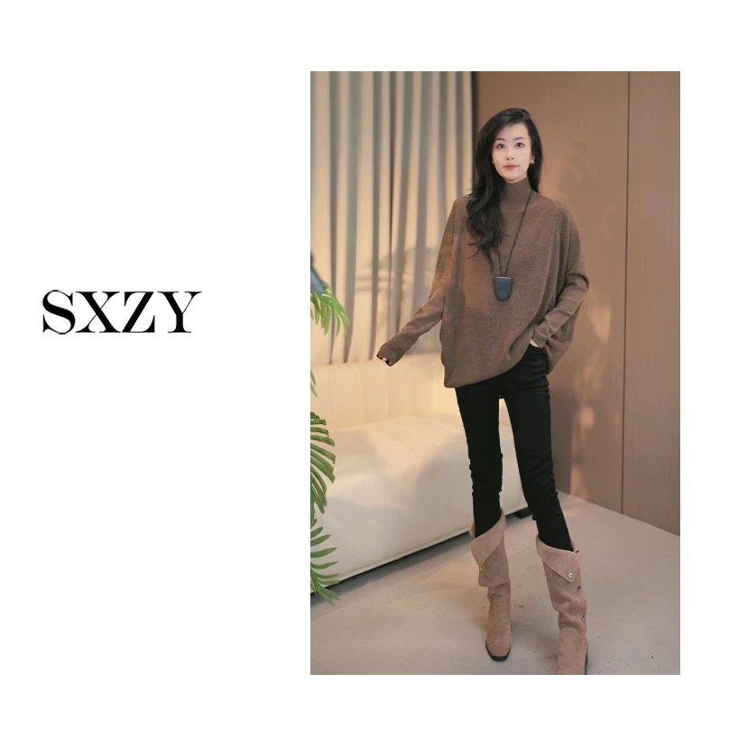 ‘SXZY’【解构主义】高领秋季显瘦百搭长袖针织衫套头