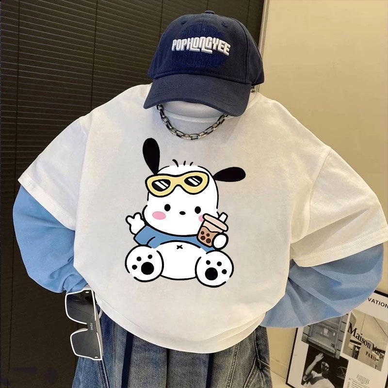 韩版儿童纯棉假两件长袖t恤春秋季洋气打底衫男女童宝宝小童休闲T