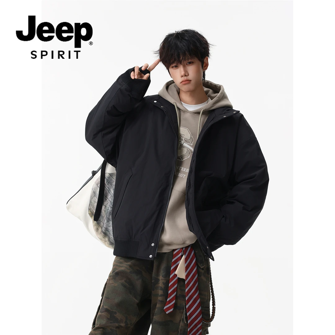 JEEPSPIRIT美式立领工装保暖棉衣男冬保60男冬季男款撞色立领棉服