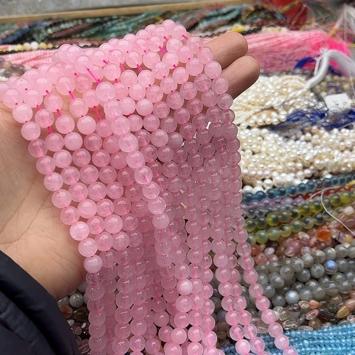 玛瑙/玉髓珠宝半成品未镶嵌一条8mm粉晶