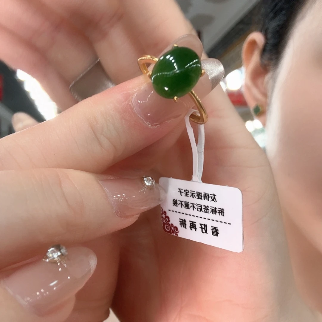 和田玉戒指银S925镶嵌