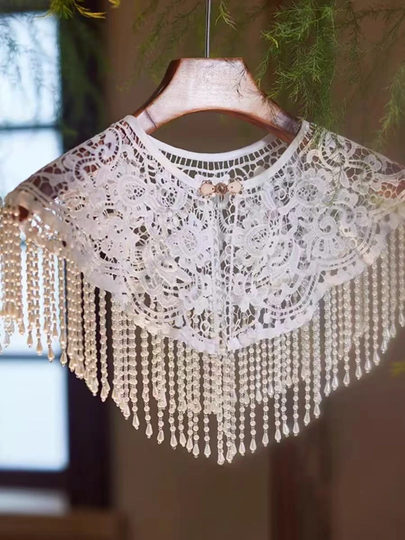 2025旗袍新款百搭云肩披肩高档洋气外搭高端白色气质中国风流苏感