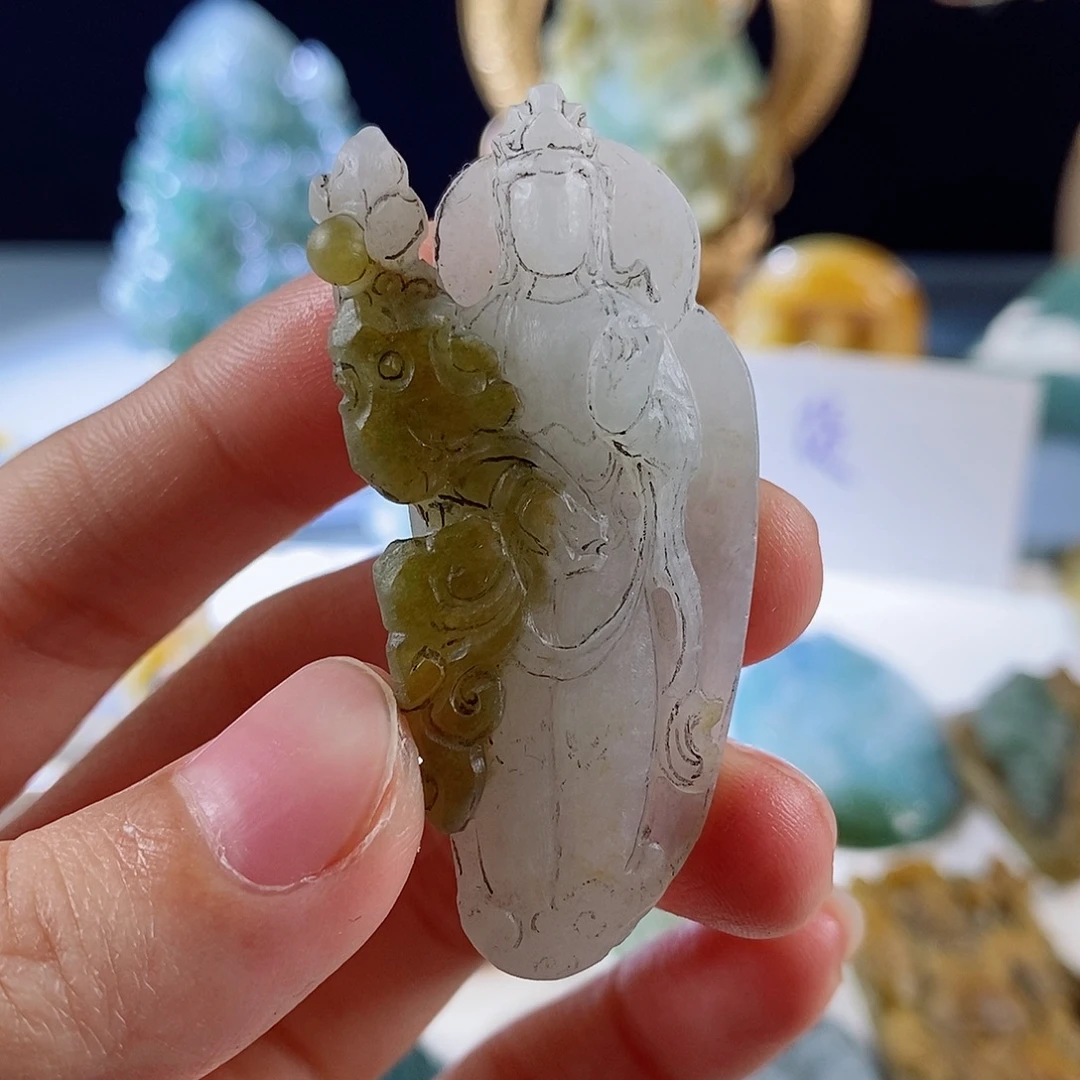 定制翡翠未镶嵌天然a货翡翠站观音