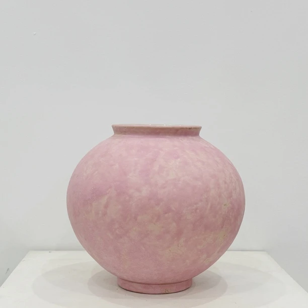 奶油粉手作现代简约陶瓷水培花瓶摆件