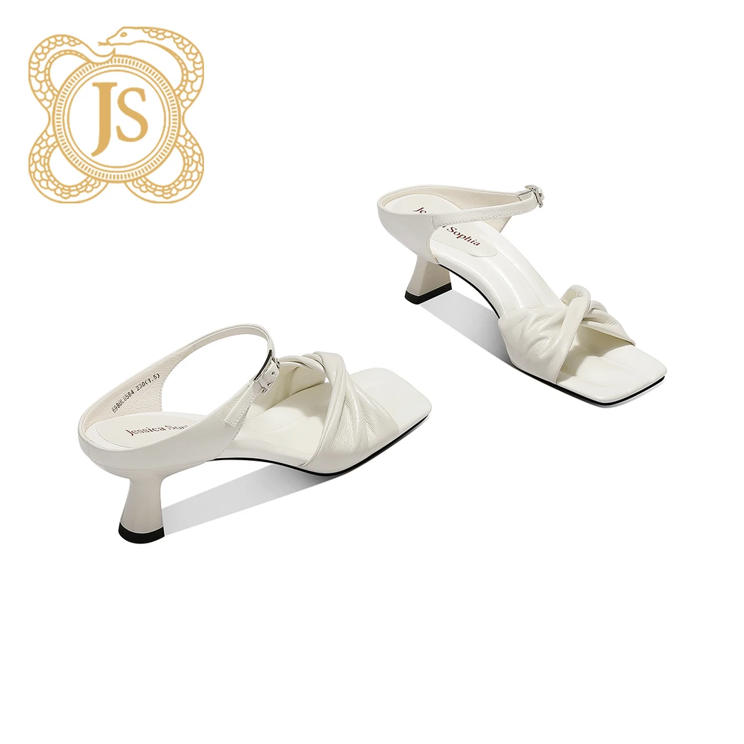 已开价，6980L6584气质白色夏季细跟法式时尚欧美方头粗跟一字拖鞋