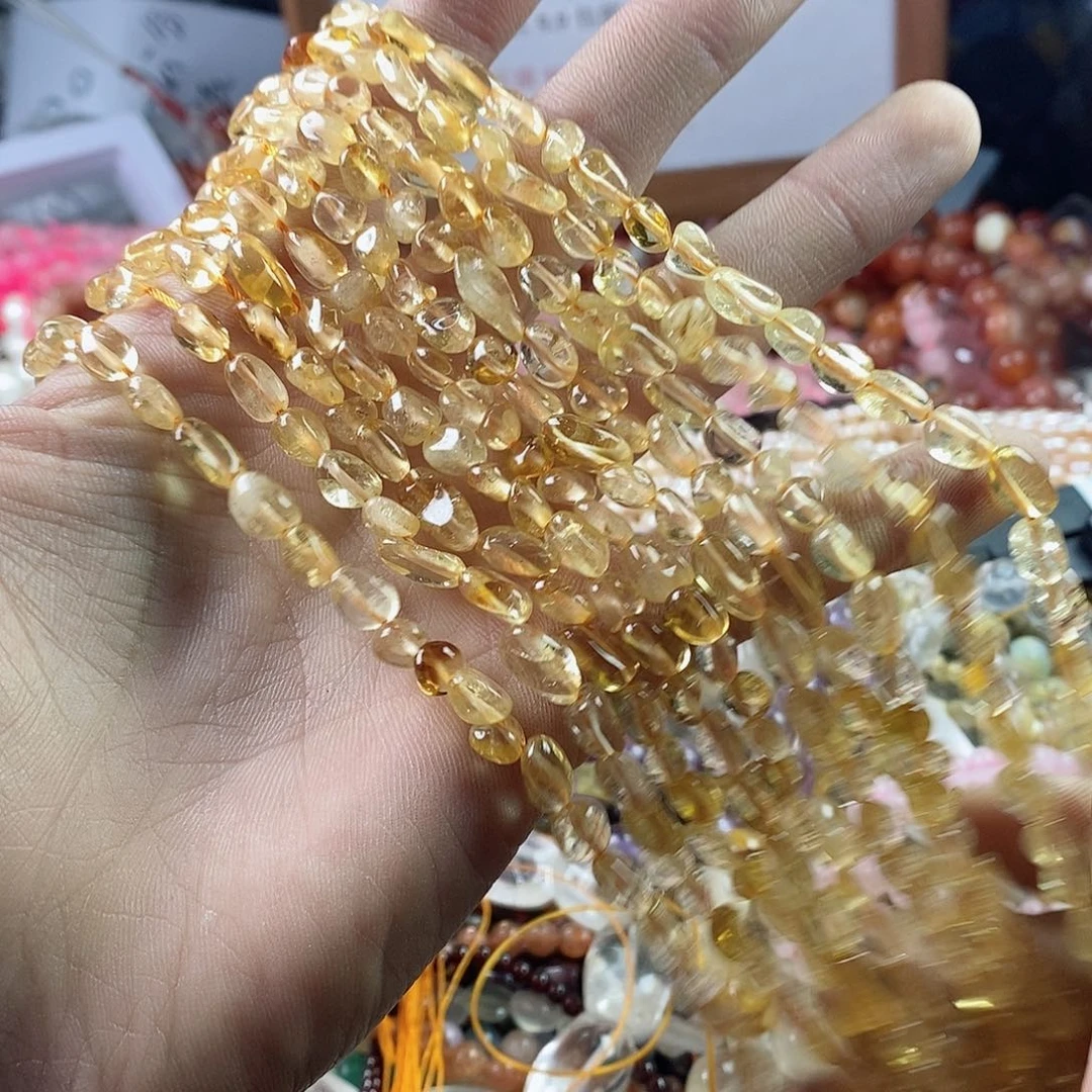 玛瑙/玉髓珠宝半成品未镶嵌一条天然透体黄水晶小随行B152