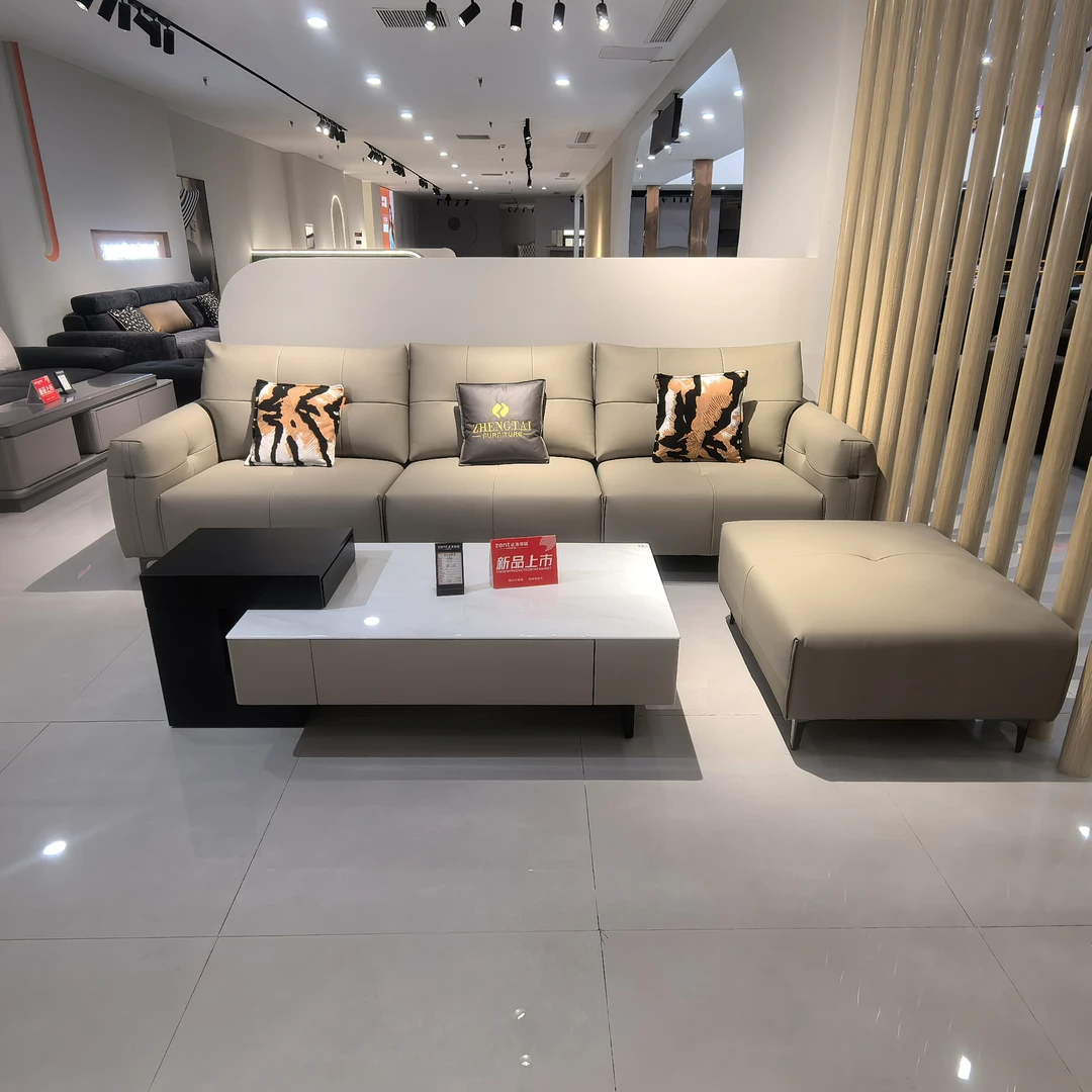 2025款意式极简意式软设计皮艺沙发储物茶几极简方几简约成套沙发