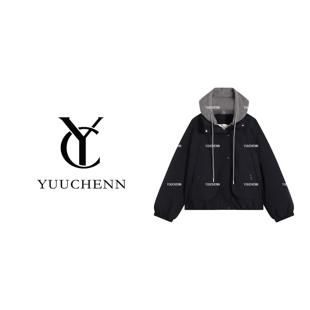 YUUCHENN连帽加厚外套女休闲时尚防风百搭派克服25C-W62984