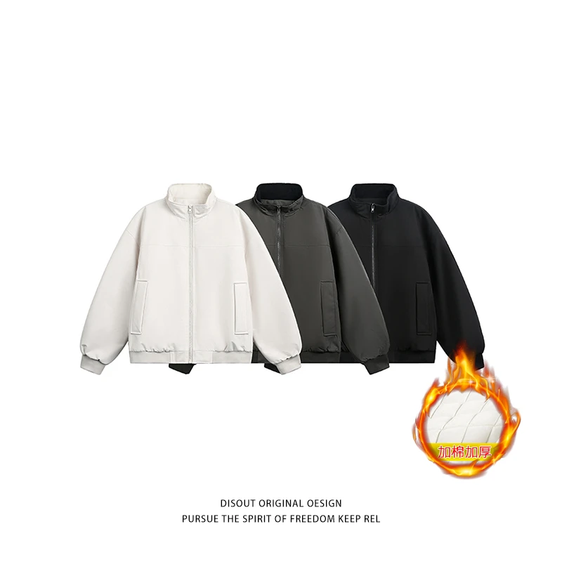 冬季加厚棉衣外套男短宽cleanfit纯色简约男生保暖冬装棉服