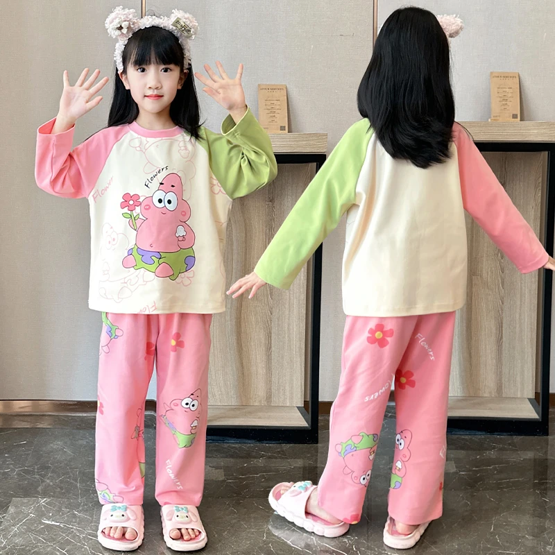 女童纯棉长袖睡衣春秋新款儿童套装中大童女孩公主薄款亲子家居服