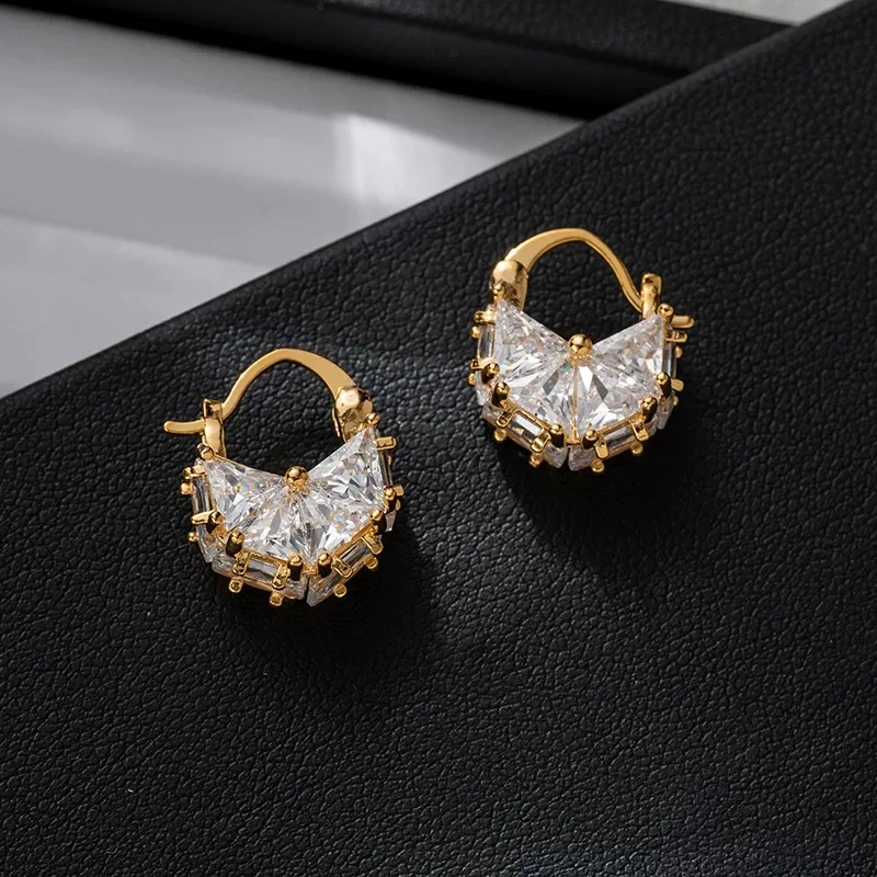 铜合金合成锆石耳饰 ES-62轻奢简约满钻时尚高级感精致耳环