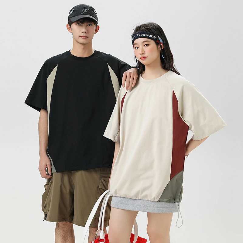 MAYBEYOND 25SS夏季新款户外潮牌撞色短袖t恤拼接宽松透气休闲