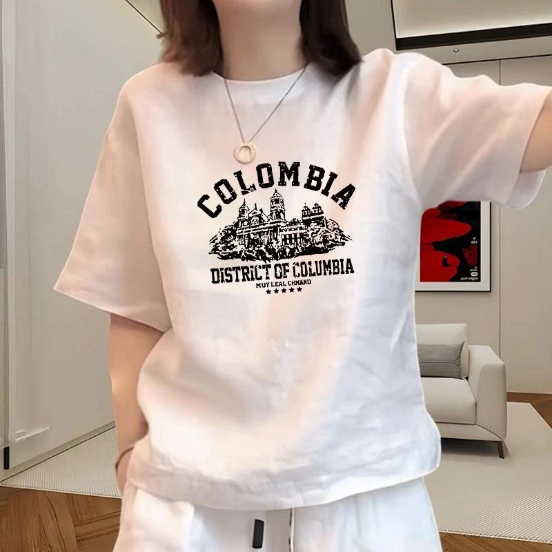 高档纯棉短袖t恤女士夏季2025新款宽松休闲半袖洋气百搭白色体恤