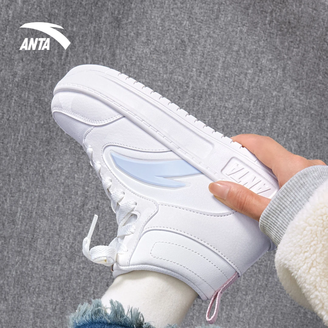 安踏女鞋高帮板鞋冬季新厚底增高百搭休闲鞋学生ins经典女鞋正品