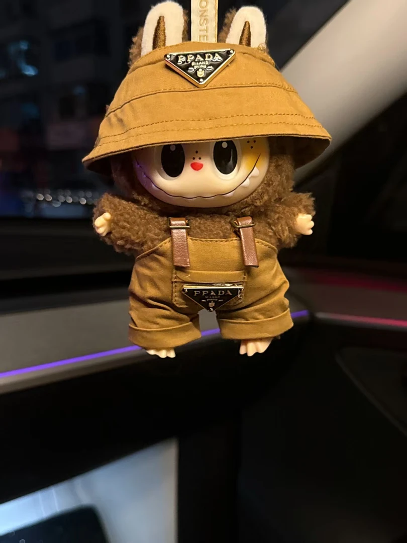 17厘米搪胶玩具公仔一二三代换装拉布布娃衣背带裤套装