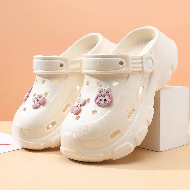 洞洞鞋女夏季外穿2025新款厚底增高网红踩屎感松糕包头拖鞋沙滩鞋