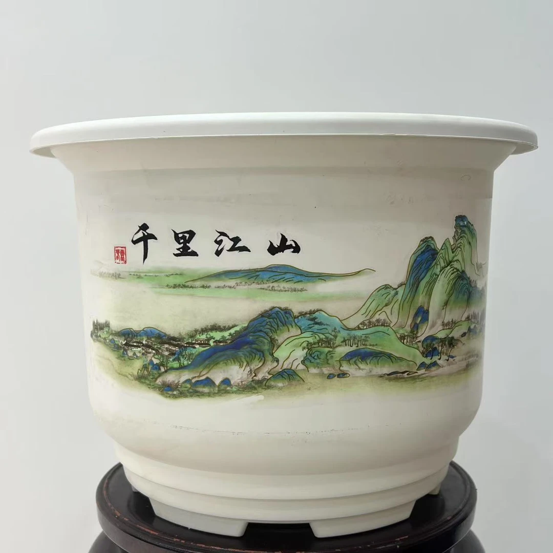 园艺盆栽虎皮兰加厚晚香玉加厚大号花盆仿陶瓷高颜值家用树脂花盆