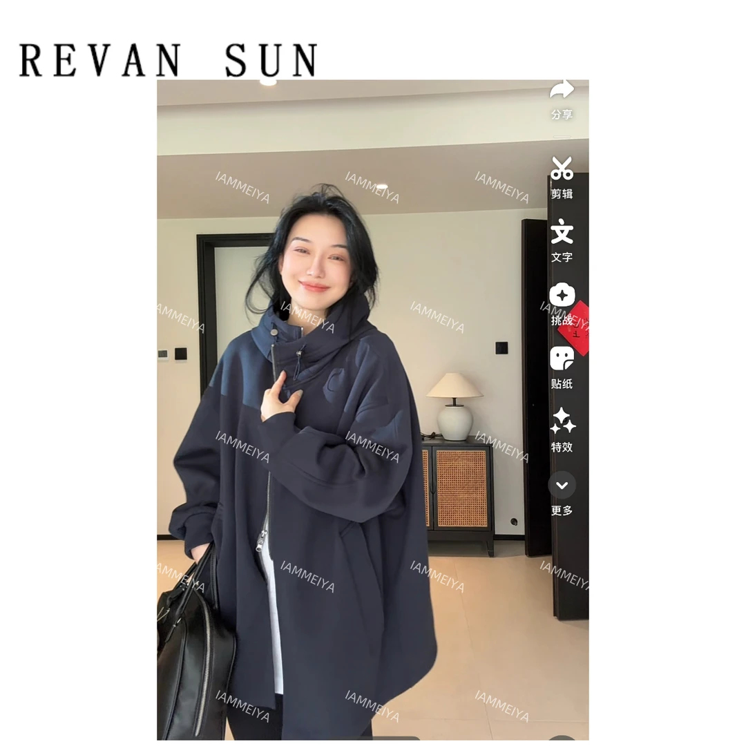 ［REVAN SUN］---大骨架穿搭 撞色卫衣外套8840
