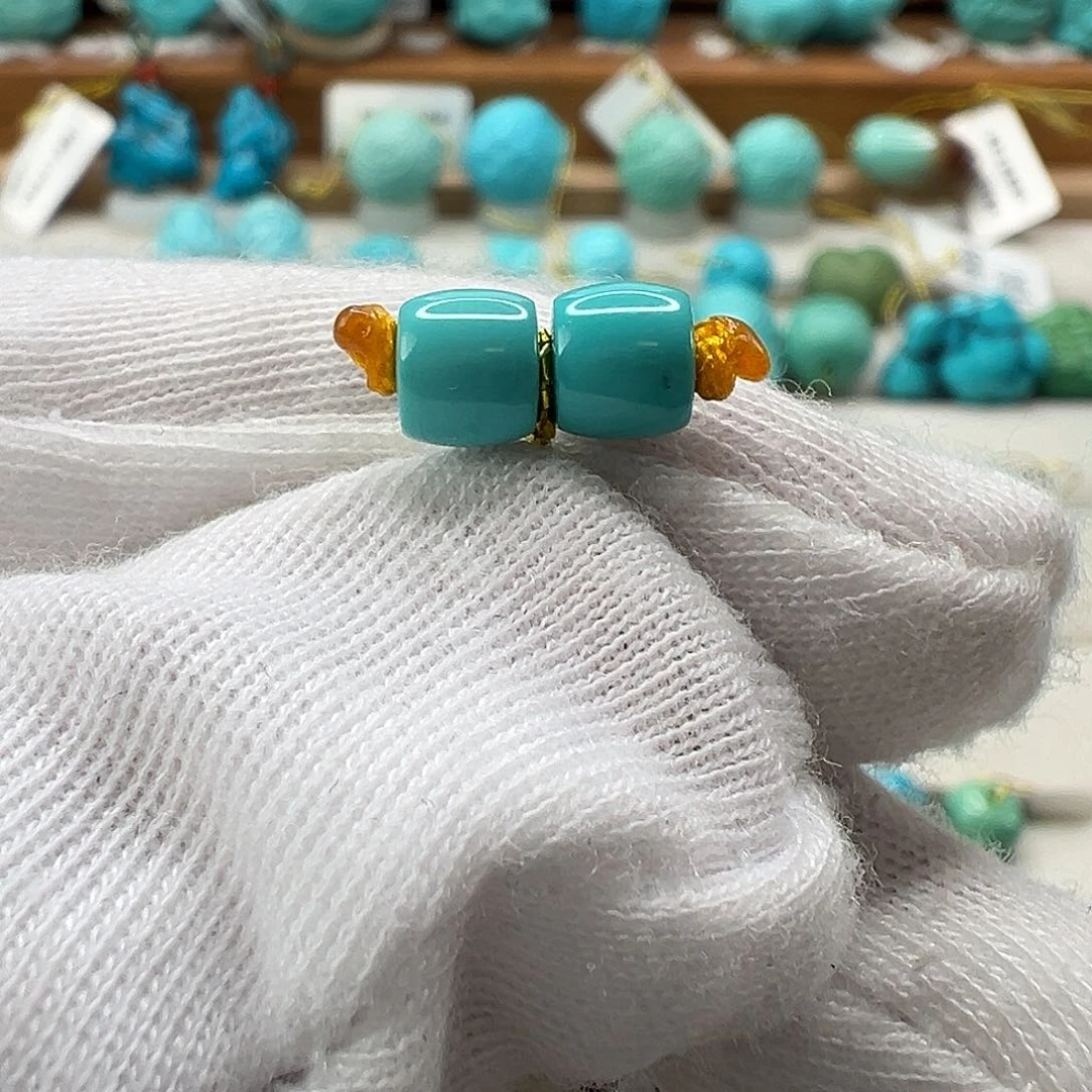 绿松石直切对珠未镶嵌