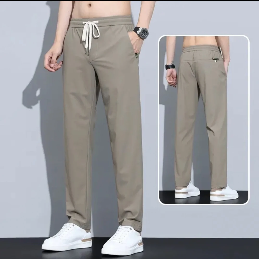 薄款夏季休闲裤夏季男士商务裤裤子男裤透气松紧裤百搭显高长裤