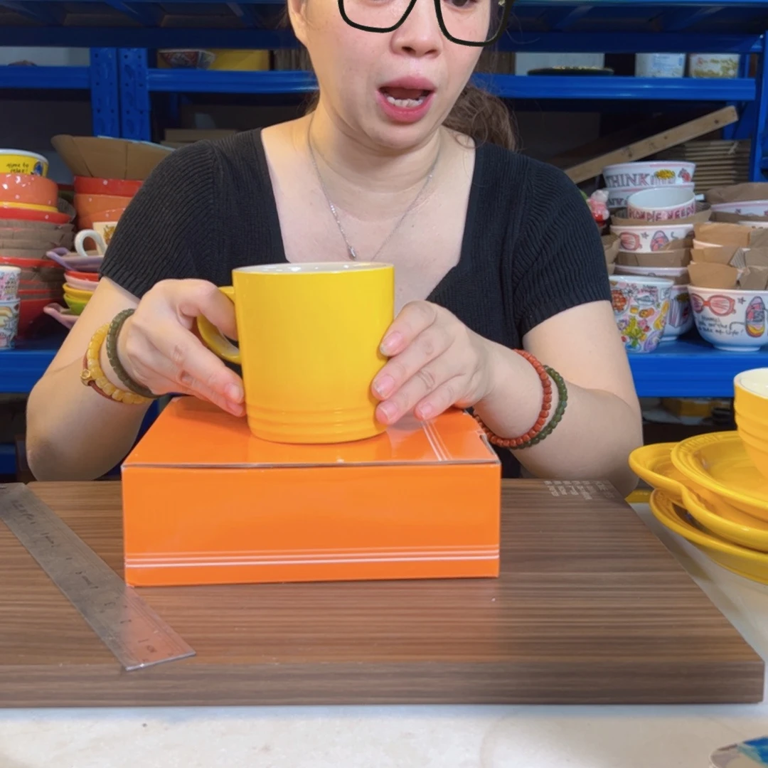 瓷落日黄马克bei子