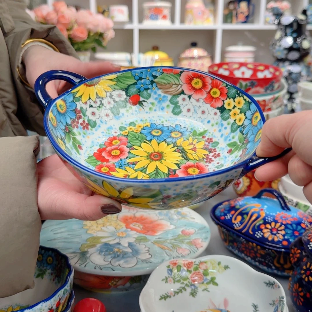 瓷7英寸双耳异形盘一只