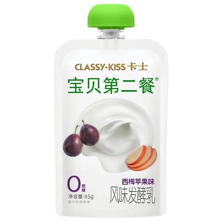 卡士宝贝第二餐0%蔗糖西梅苹果味酸奶85g*15袋/9月4日生产